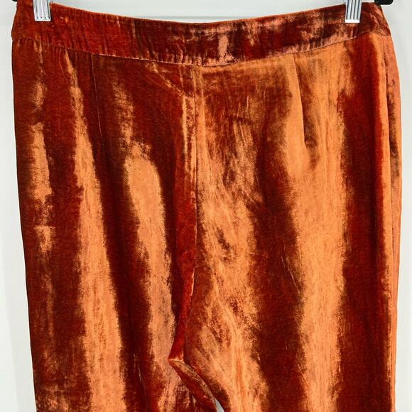 Ellery Cooly Chant Cropped Crushed-Velvet Flared Pants Copper Women's Size 8 - Picture 13 of 16